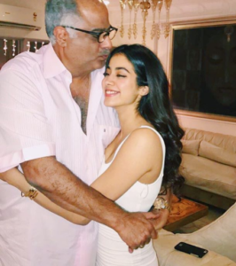 Janhvi Kapoor&nbsp;with her father